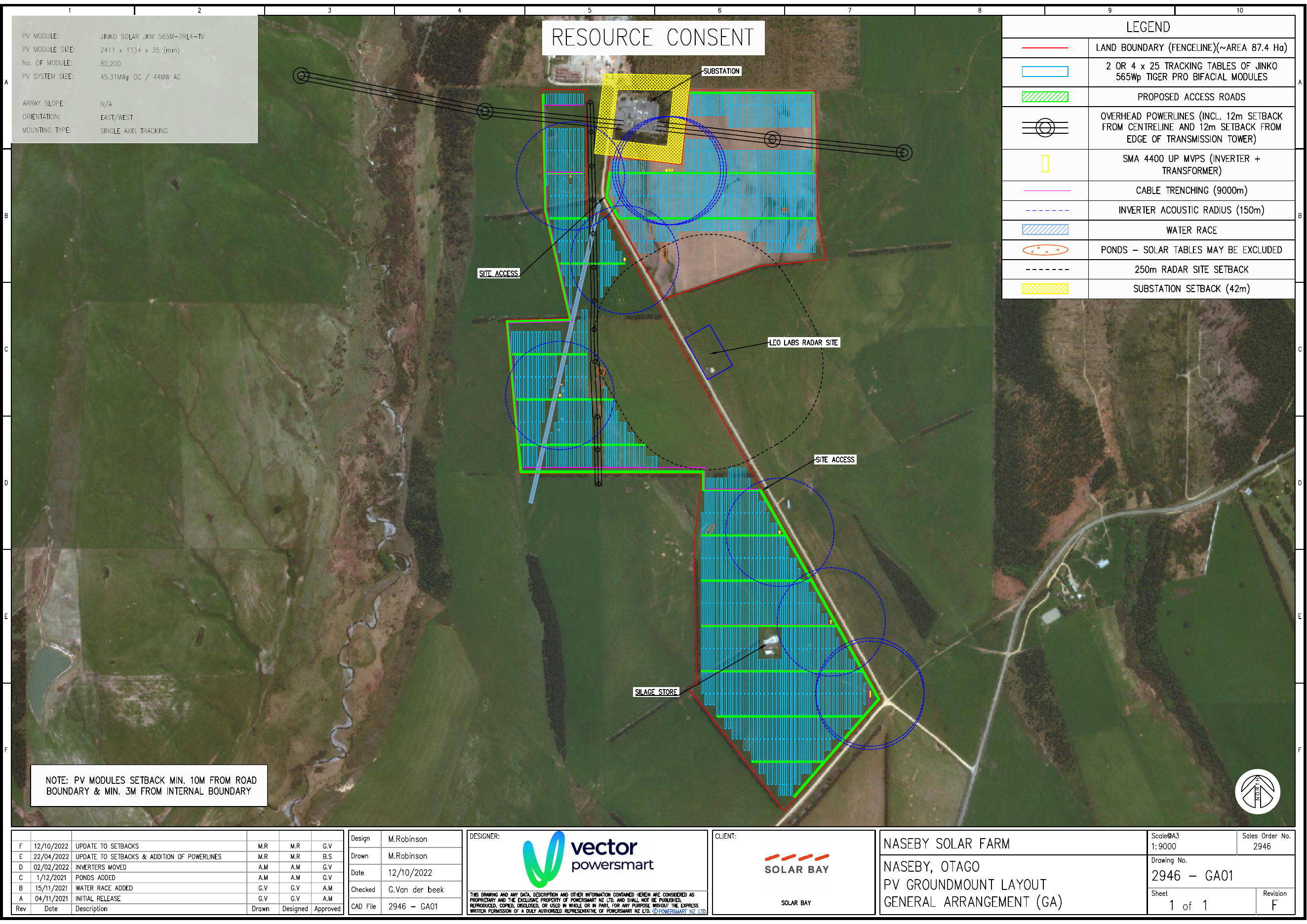 Naseby Solar Farm PV groundmount layout from the Drive data room